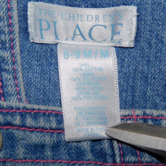 The Childrens Place Girl 6-9 Months Denim Pink Fleece Lined Carpenter Overalls - Picture 6 of 10